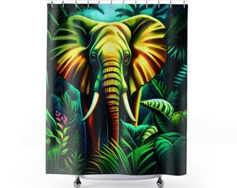 Elephant Walk Cloth Shower Curtain. Featuring a Serene Scene of