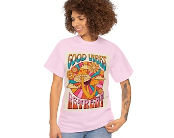 Good Vibes Retro Retreat, Pilz, Aesthetic Mushroom Shirt, Unisex, Pilz-T-Shirt, Pilz-Shirt, Hemd, schweres Baumwoll-T-Shirt