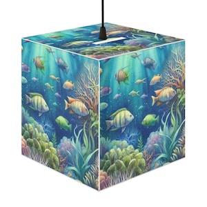 Underwater Reef Fish Light Cube Lamp | Ocean Scene Lamp