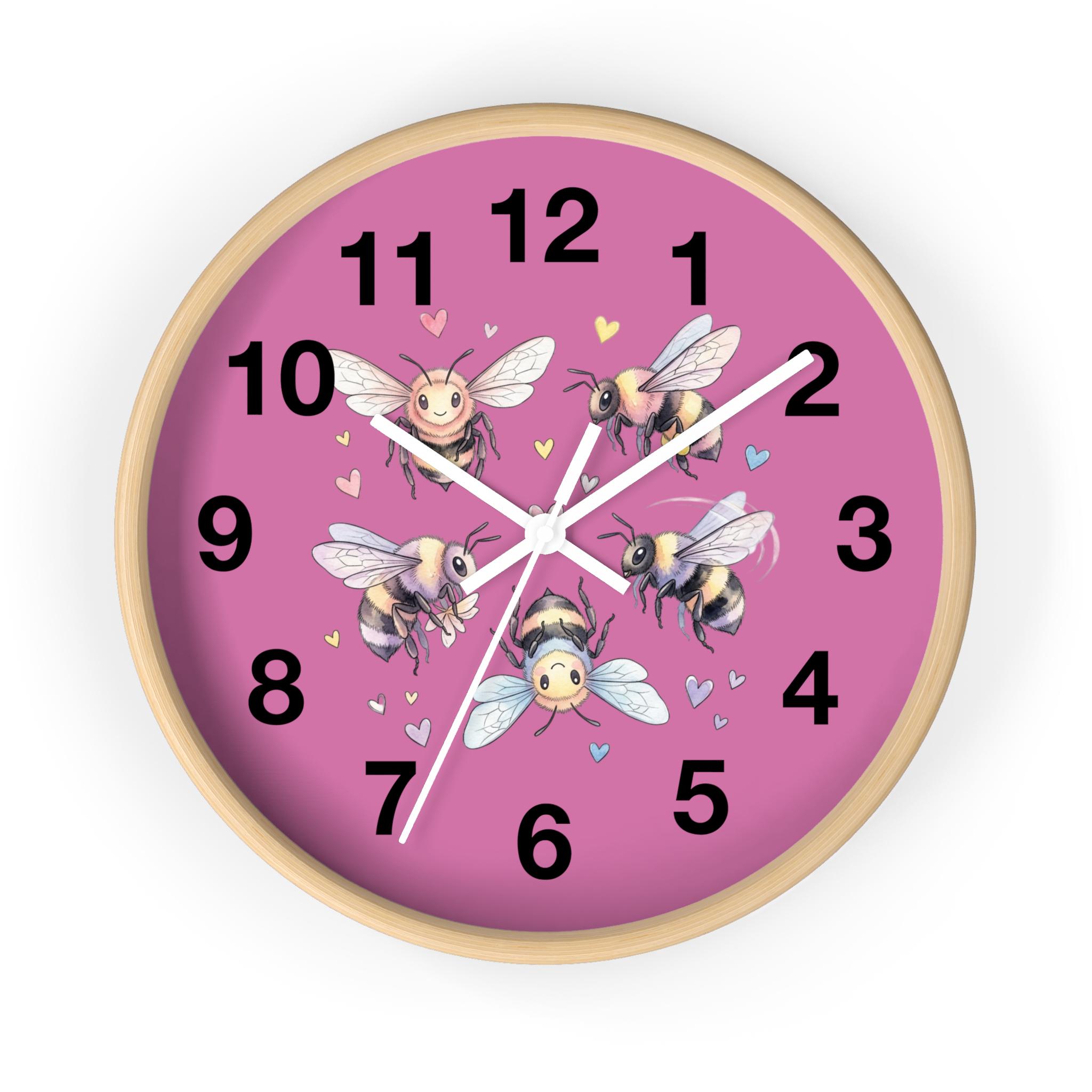 Bee Clock Vector Cute Cartoon Bees Wall Clock | Pink Bee Illustration, Nursery Decor - Etsy