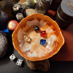 Bol à dés plateau cuivre porte dés pour lancer dés, rangement pour jeu de rôle ou jeton de jeu de société, bol attrape-tout ou bol à clés.