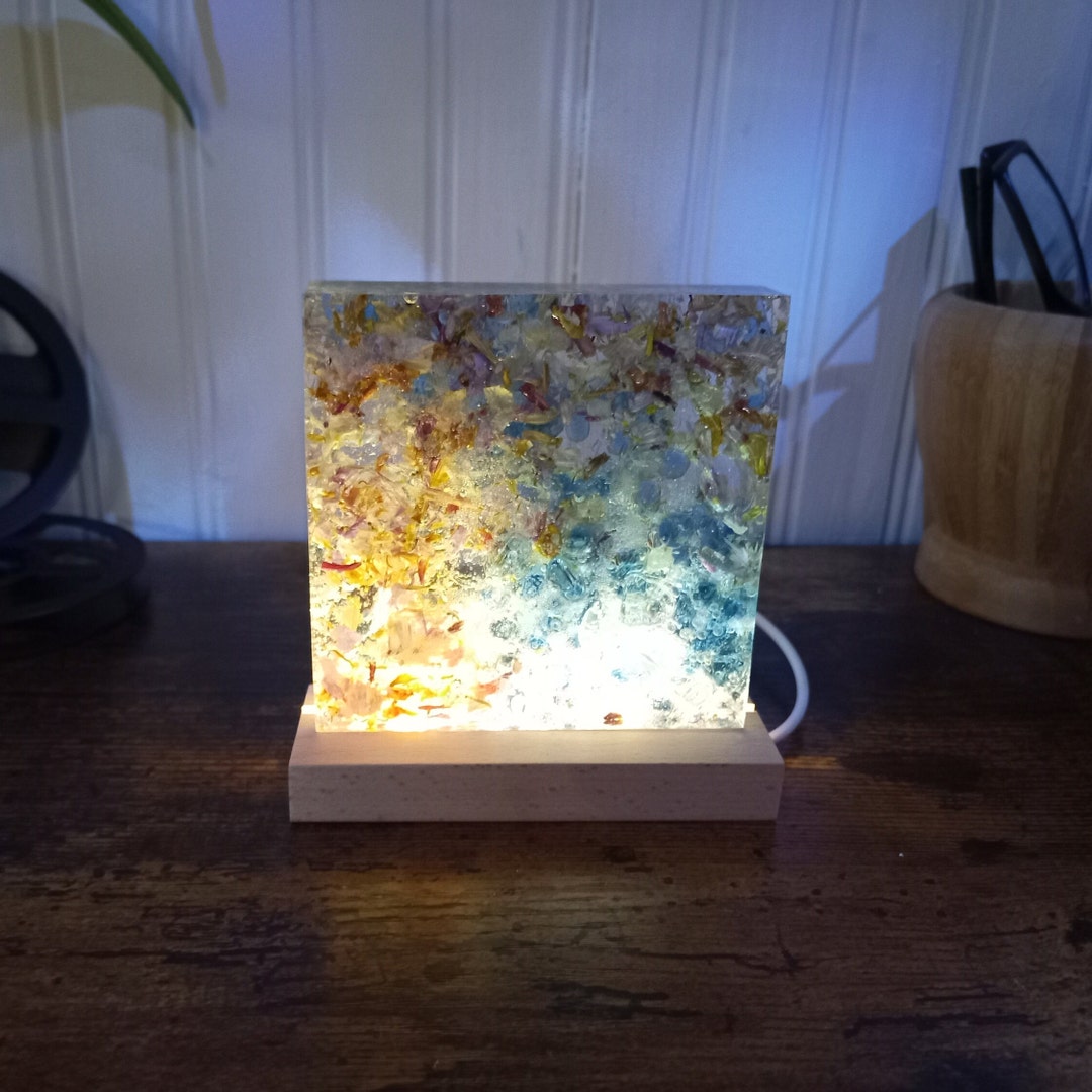 Sea-style Epoxy Resin Lamp, Feather Rest, Paperweight and Handmade USB ...