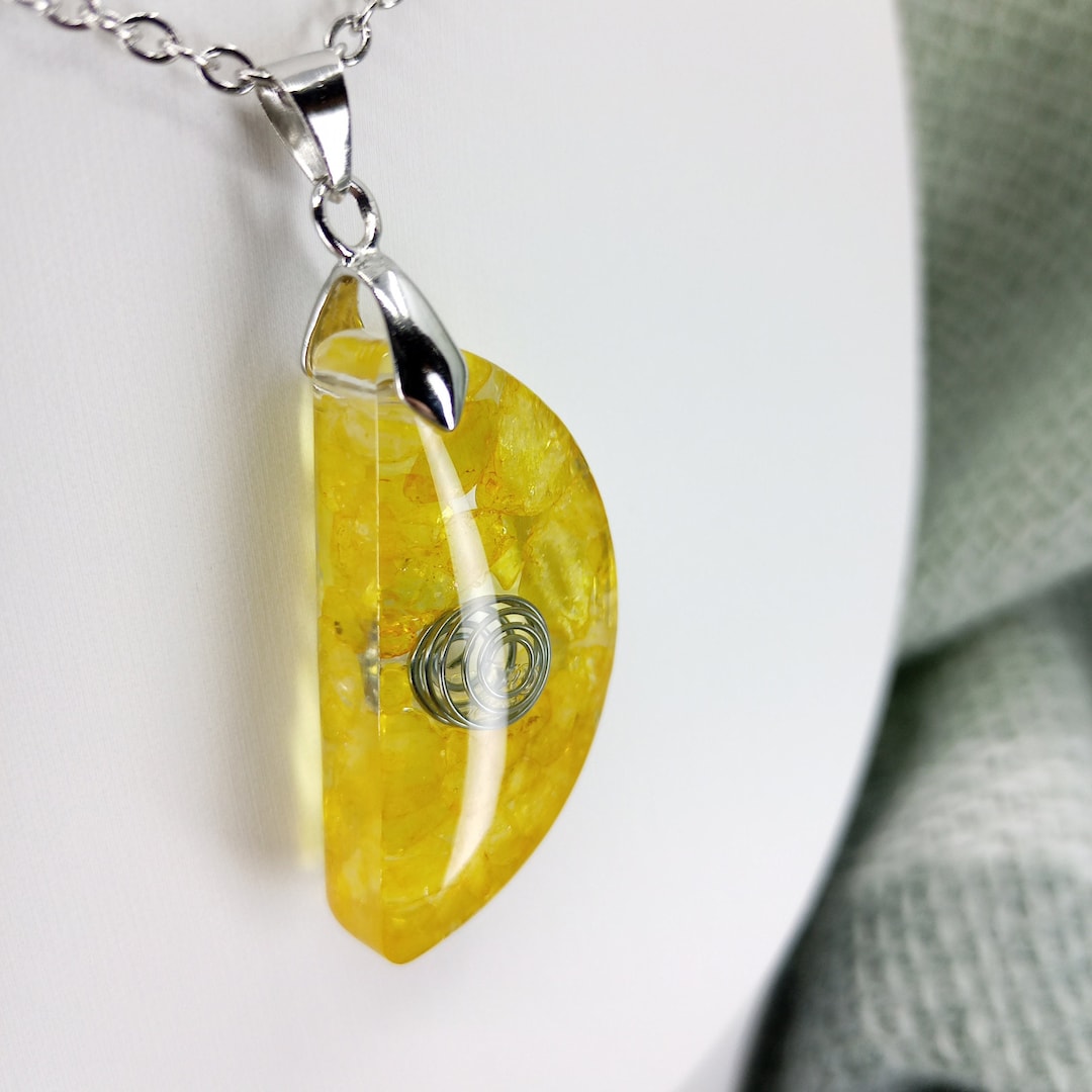 Pendentif Orgonite Pointe En Citrine Fait Main - Pierre Naturelle, Symbole D'abondance, Neuve Sans Emballage