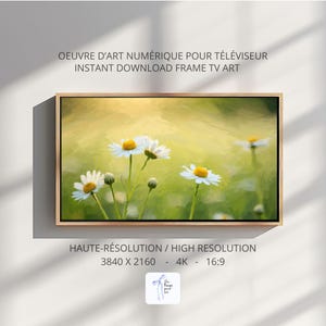 Oeuvre numérique été de fleurs sauvages blanches marguerites vintage pour téléviseur Samsung, téléchargement instantané, Pâques printemps 6