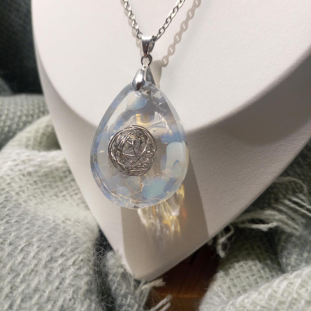 Magnifique Pendentif Ovale En Opale Dendritique - Bijou Fait Main, Cadeau Parfait Pour Mariage, Anniversaire Ou Saint-Valentin
