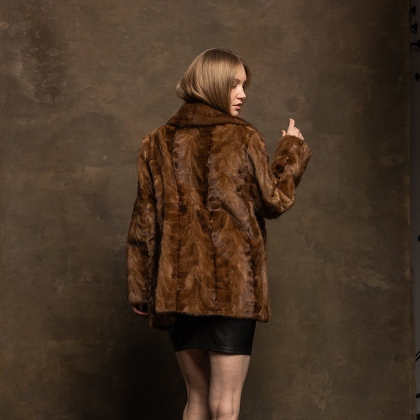 Beige mink short fur coat, real mink coat, vintage mink coat, real fur coat, fur coat jacket, short fur coat  XL