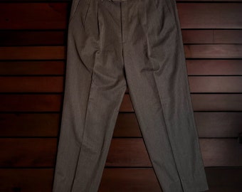 Italian Vintage 70s Virgin Wool Pants - Baggy Trousers - Business Pants - Chino - Light Brown Pants