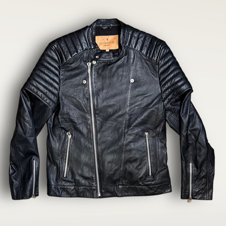 Goosecraft biker 931 leather jacket leather jacket, short leather jacket, leather jacket, biker jacket outfit size XL