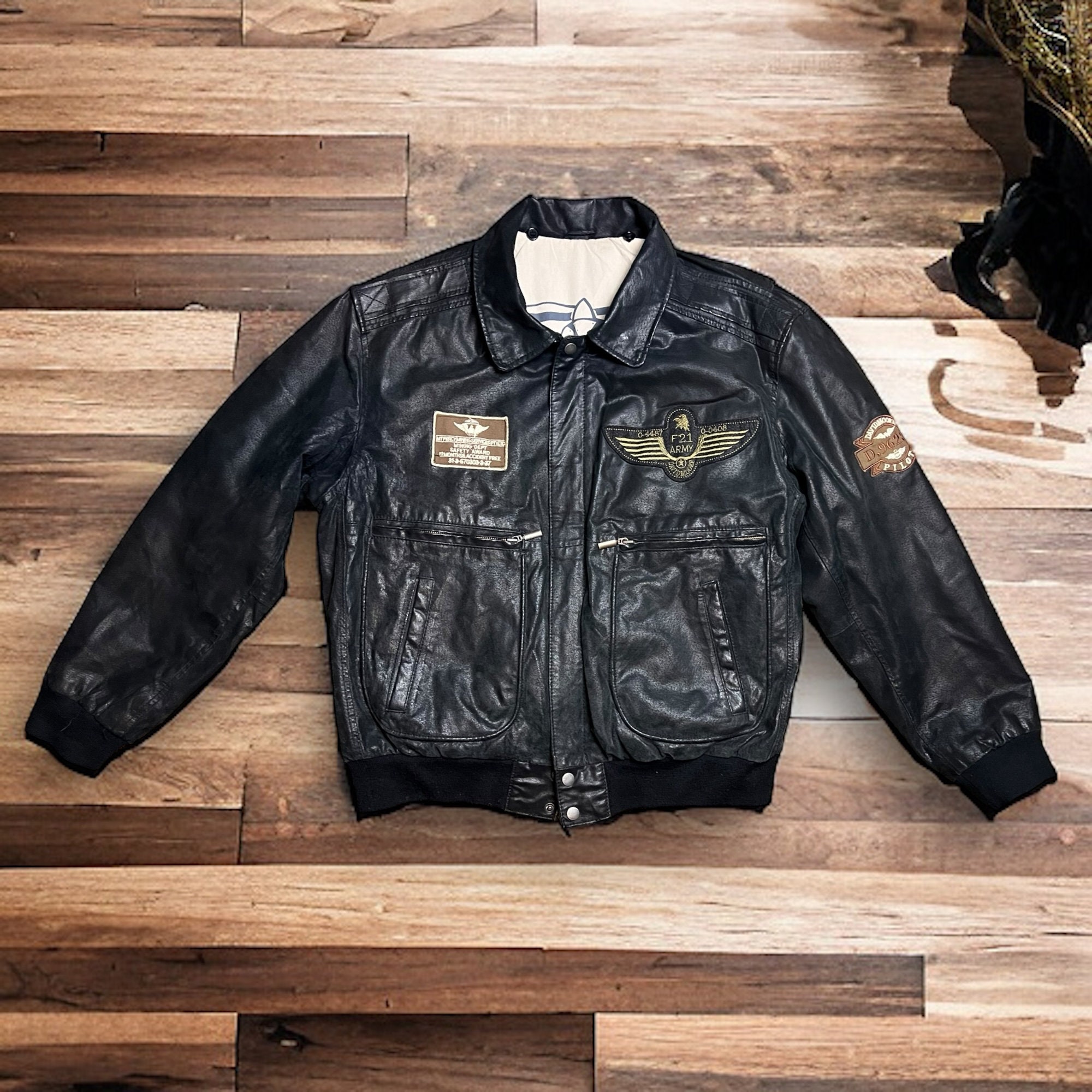 Black Pilot Jacket Etsy Canada