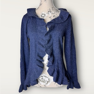 Vintage Kaschmirpullover | Davida Kaschmirblazer | Kaschmir-Strickjacke | Winterpullover | warmer Wollpullover | Blauer Kaschmirblazer| Größe S