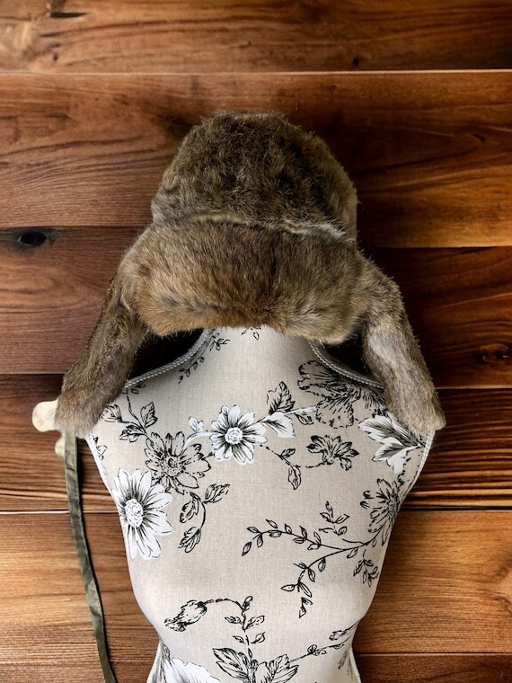 Rabbit fur ushanka fur hat made from real rabbit … - image 1