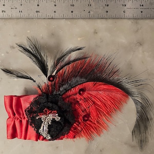 Barrette - Red and Black Burlesque Flapper