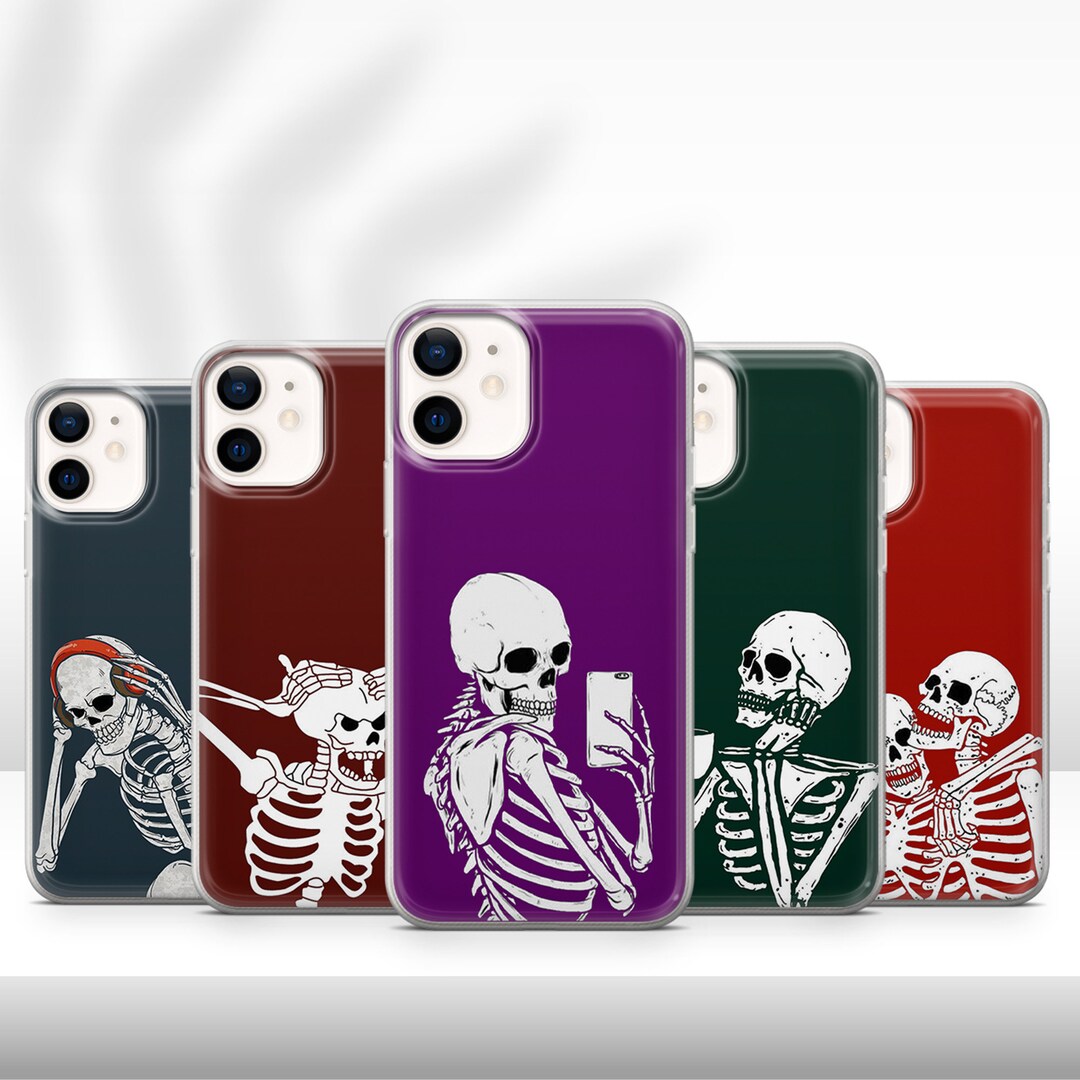 Funny Skeleton Phone Case Skull Handmade Cover Fit for iPhone 15 Pro