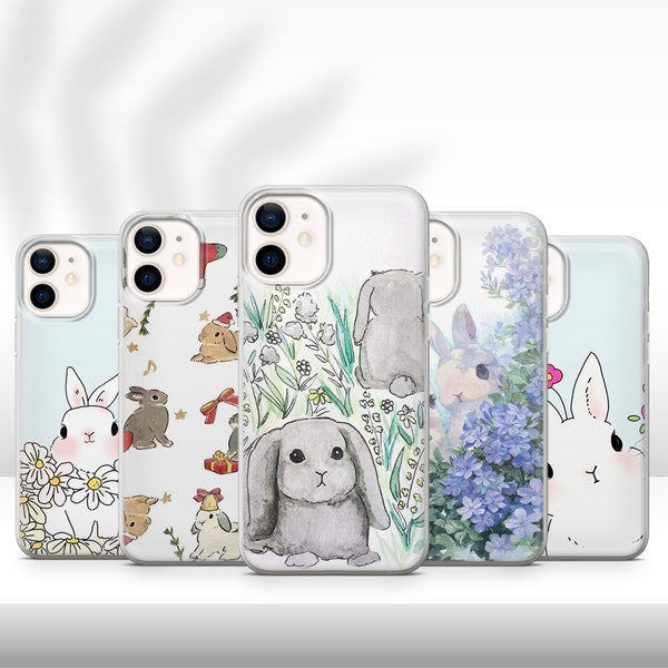 Cute Bunny Phone Case Easter Animal Cover fit for iPhone 15 Pro Max, 14 Plus, 13, 12, 11, XR & Samsung S24, S23, A54, A53, Pixel 8, 7