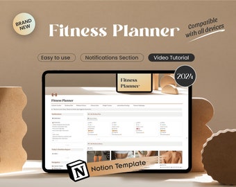 Notion Template Fitness Planner 2024, Digital Fitness Planner, Gym Workout Planner Notion Dashboard, Weight Loss Tracker, Meal Planner