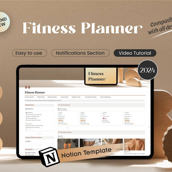 Notion Template Fitness Planner 2024, Digital Fitness Planner, Gym Workout Planner Notion Dashboard, Weight Loss Tracker, Meal Planner