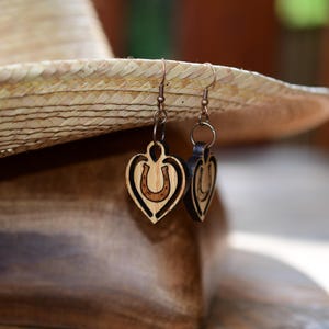 Horse lover gifts,Western Ware, wood inlay earrings, laser crafts, Horse girl, Western Jewelry Cowgirl Accessories,Gifts for Mom, Horse Shoe