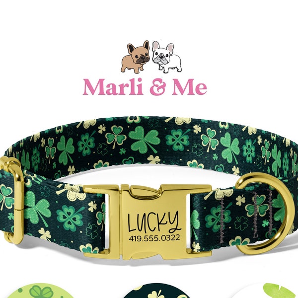 St. Patricks Dog Collars,  Custom St. Patricks Dog Collars, Personalized St. Pattys Dog Collar, Shamrock Dog Collar