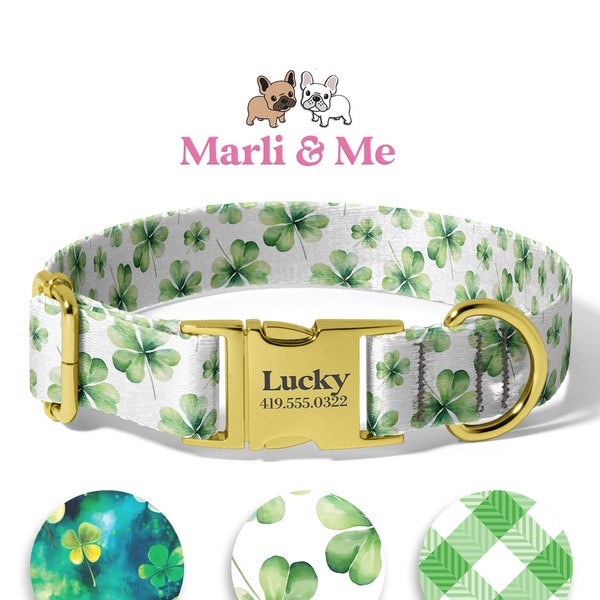 Shamrock Dog Collars, St. Patricks Dog Collars,  Custom St. Patricks Dog Collars, Personalized St. Pattys Dog Collar