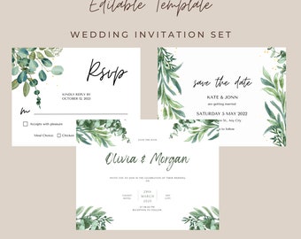 Wedding Invitation Set EDITABLE TEMPLATE