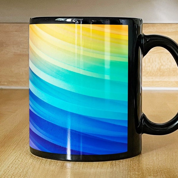 Bright Vibrant Colorful Striped Rainbow Pattern Mug