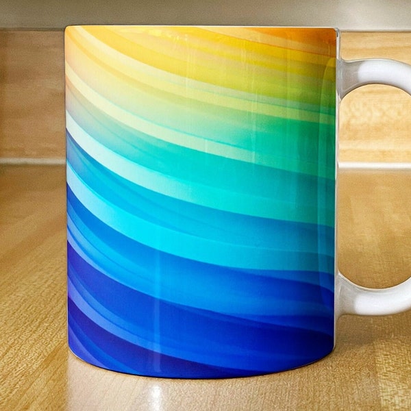 Bright Vibrant Colorful Striped Rainbow Pattern Mug