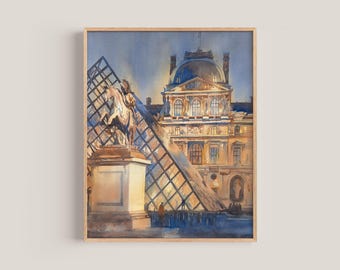 Louvre Museum Kunstdruck: Paris Aquarell Malerei, Pariser Geschenk