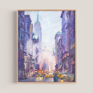 Empire State Building • Pintura en acuarela • Impresión artística Giclée • Bellas artes • Decoración de pared • Arquitectura • Vibrante • Ciudad de Nueva York