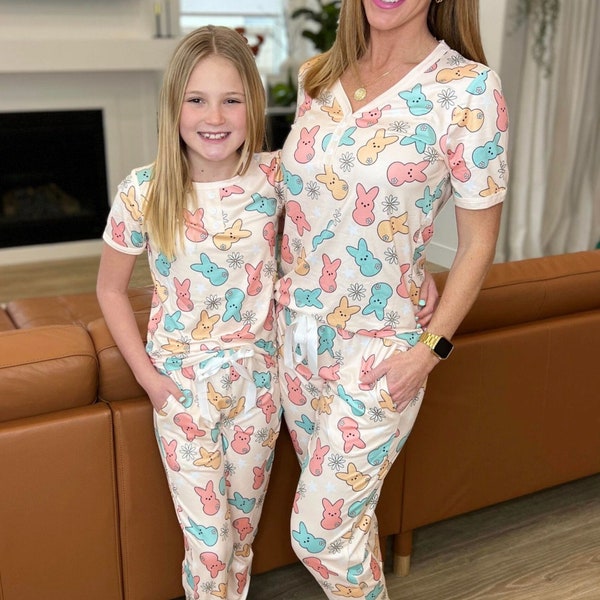 Shirley & Stone long sleeve jogger pajamas set peeps