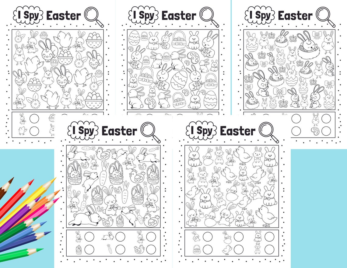 I Spy Easter Activity Book for Kids: 15 Pages (PDF, SVG, PNG, Jpeg, Ai ...