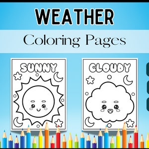 Cute Weather Coloring Pages for Kids 12 Printable Sheets PDF JPG EPS