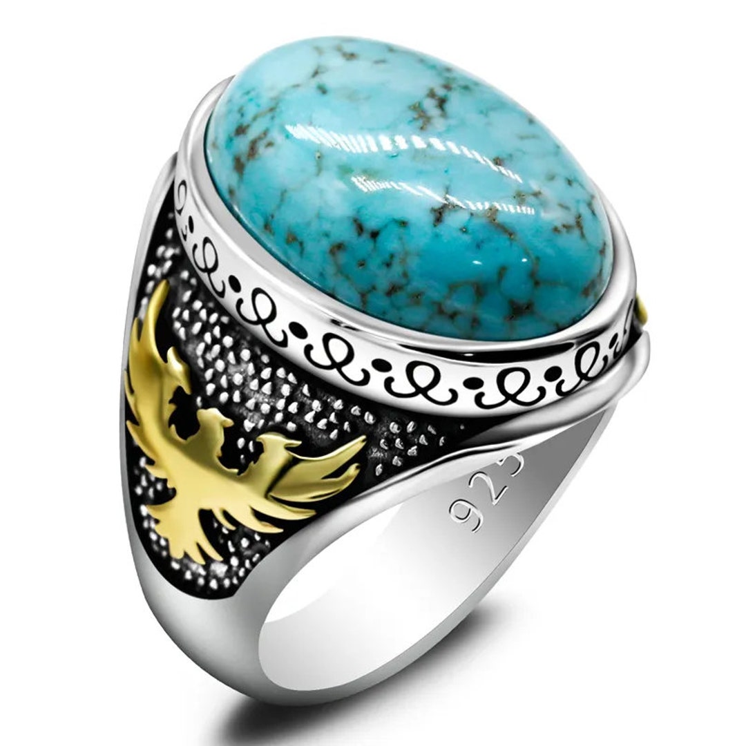 925 Sterling Real Silver Ring for Men's, Turkish Handmade Jewelry Ring ...