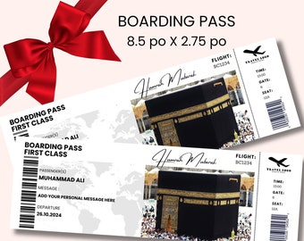 Carte d'embarquement omra , modifiable hajj billet d'avion pour la omra, cadeau pour la Omra, Mecque, billet d'avion mekka, cadeau Omra