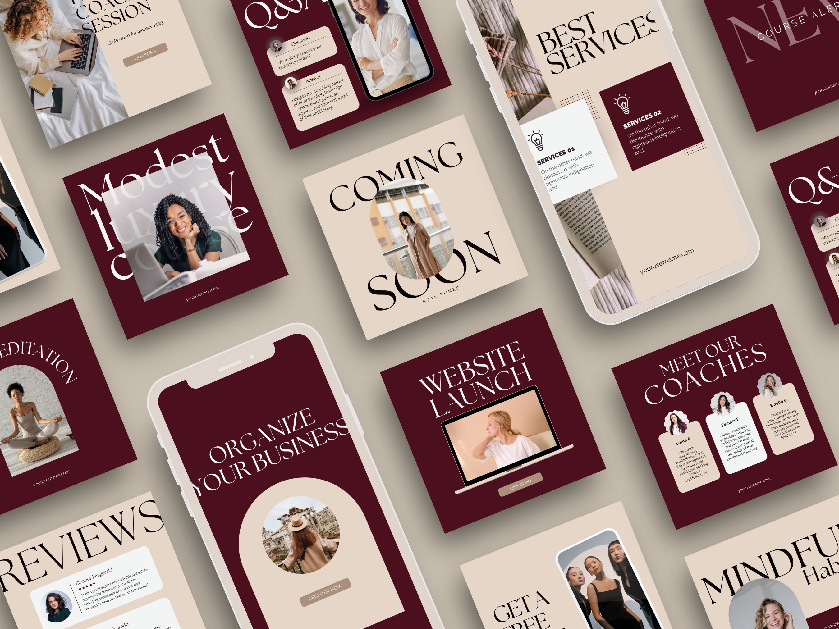 Luxury Social Media Templates Canva Coaching Instagram - Etsy