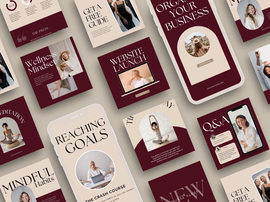 Luxury Social Media Templates Canva Coaching Instagram - Etsy