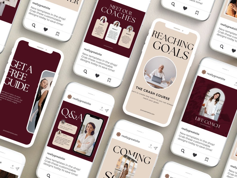 Luxury Social Media Templates Canva Coaching Instagram - Etsy
