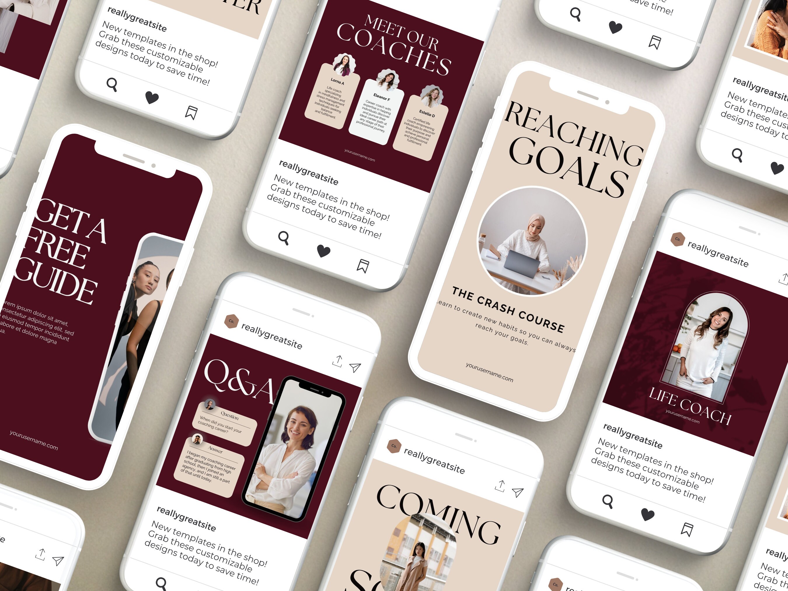 Luxury Social Media Templates Canva Coaching Instagram - Etsy