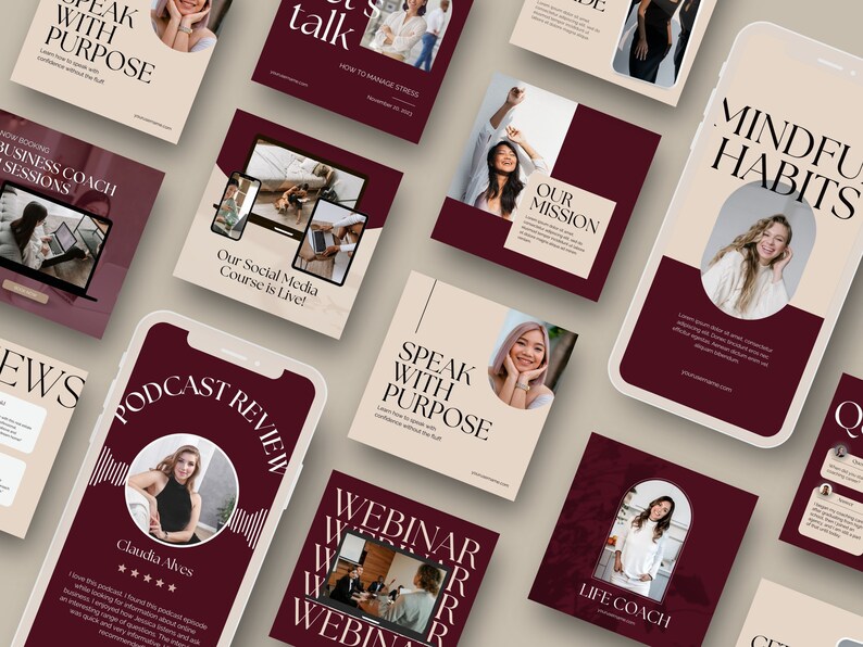 Luxury Social Media Templates Canva Coaching Instagram - Etsy