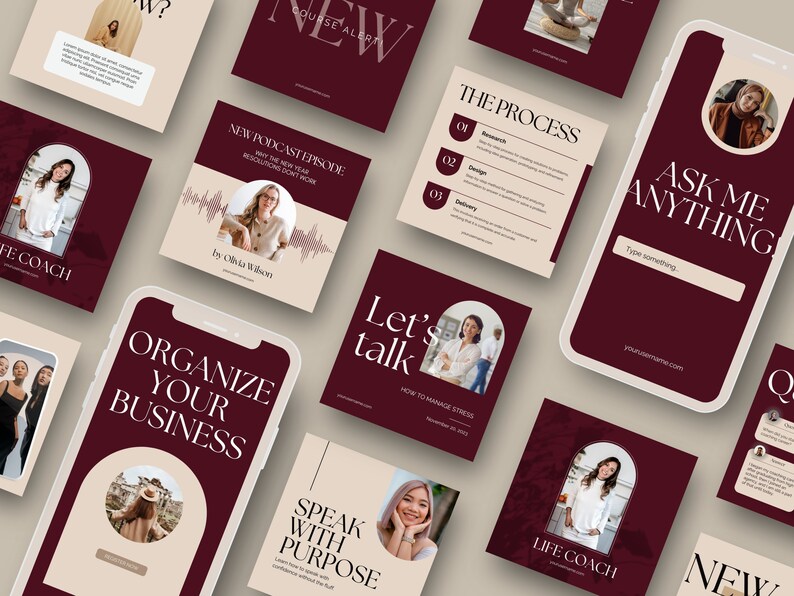 Luxury Social Media Templates Canva Coaching Instagram - Etsy