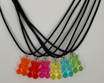 Collar de oso / Collar de oso gomoso / Collar de oso de peluche / Collar de adolescente / Collar de joyería divertida / Collar lindo / Encanto de oso gomoso
