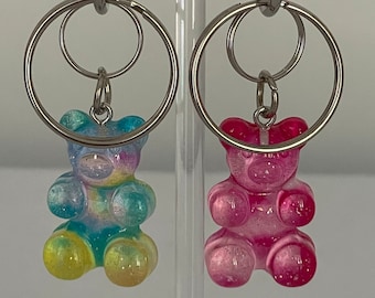 Giant Gummy Bear Keychains | Big Gummy Bear Keychain | Gummy Bear Keychain Heart | Backpack Keychain | Clip on Heart Keychain | Purse Clip