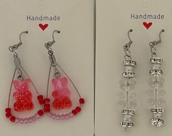 Gummibärchen Ohrringe | Gummibärchen Schmuck | Perlen Ohrringe | Gummibärchen Geschenke | Mädchen Geschenke | Süße Gummibärchen Ohrringe | Lustiger Schmuck