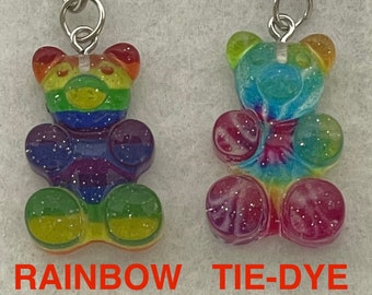 Gummy Bear Keychains | Cute Keychains | Rainbow Gummy Bear Keychain | Tie Dye Gummy Bear Keychain | Keychains Charms | Trendy Keychains