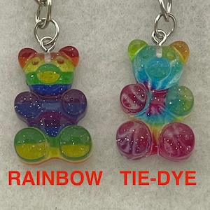 Gummy Bear Keychains | Cute Keychains | Rainbow Gummy Bear Keychain | Tie Dye Gummy Bear Keychain | Keychains Charms | Trendy Keychains
