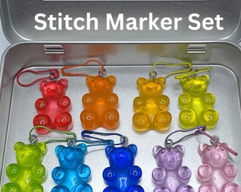 Marcadores de punto con forma de osito de goma / Lindos marcadores de punto para tejer / Juego de marcadores de punto / Lindo juego de marcadores de punto / Juego de regalo de marcadores de punto / Marcador de fila