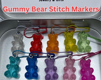 Set de regalo de marcadores de punto de osito de goma / Lindos marcadores de punto para tejer / Marcadores de punto para tejer / Marcadores de punto hechos a mano / Marcadores lindos