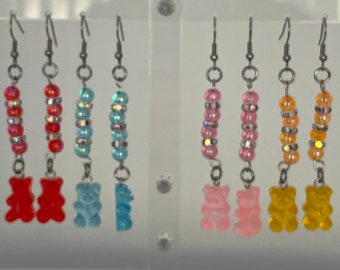 Gummybeer oorbellen | Bling kinderoorbellen | Beer oorbellen | Oorbellen bungelen | Schattige oorbellen | Meisjes oorbellen | Leuke oorbellen | Gummybeer