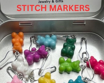 Juego de marcadores de puntos / Marcadores de puntos con forma de osito de goma / Marcadores de puntos para tejer / Marcadores de puntos hechos a mano / Lindos marcadores de puntos para tejer