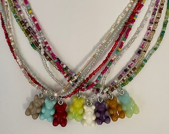 Collares de oso / Collar de oso gomoso / Collar de oso de peluche / Joyería para niñas / Collares lindos / Collar de joyería divertida / Collares de encanto con cuentas
