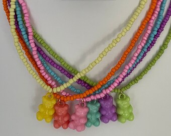 Collar de oso gomoso / Collar de oso de peluche / Collar de joyería divertida / Collar de niñas lindas / Collar de oso / Collar gomoso / Oso gomoso lindo